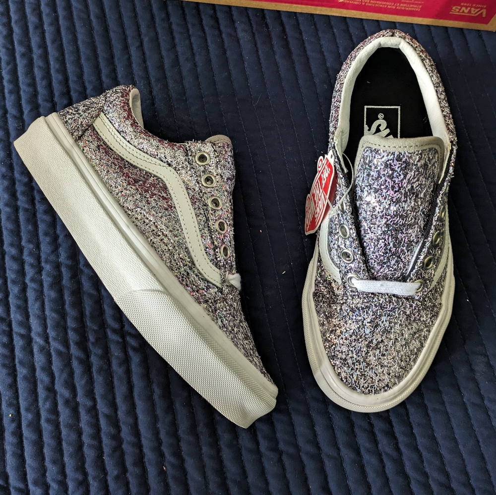 VANS OLD SKOOL SHINY PARTY Silver Canvas Low Women 5.5 VN0A5KRF8E5 042025